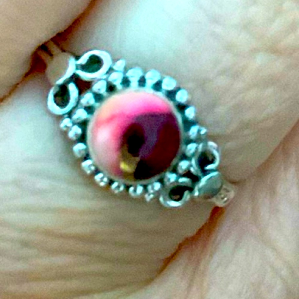 Elegant Sterling Silver and Red Gemstone Ring
